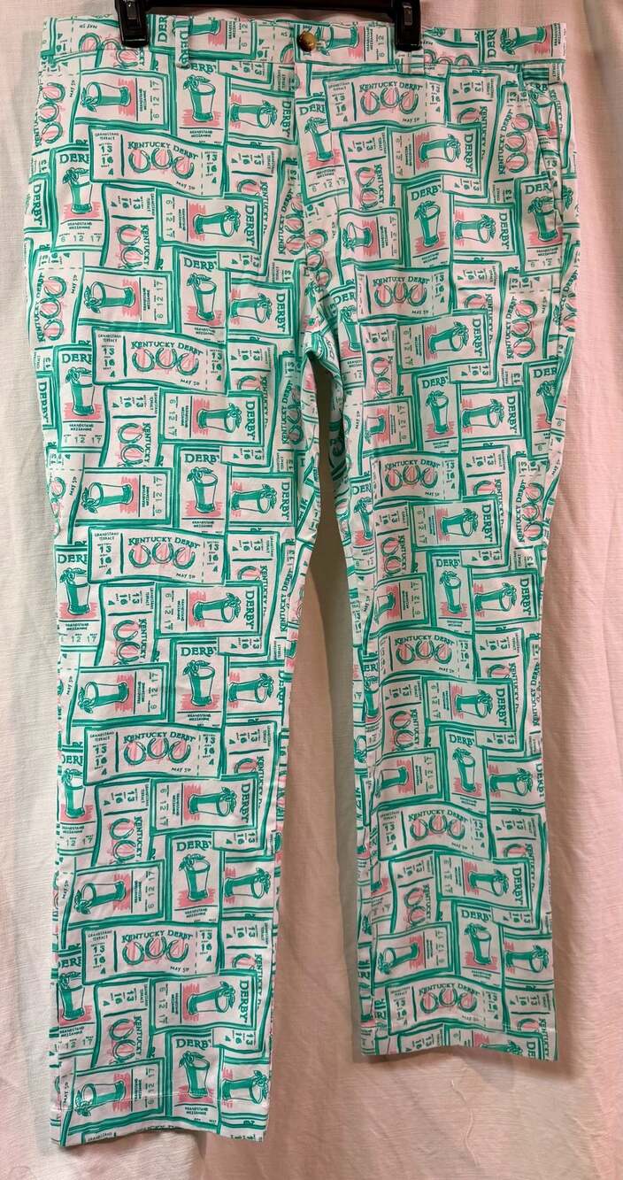 Vineyard Vines Kentucky Derby Ticket Print Breaker Pants men’s 40x32